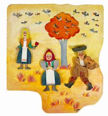 Under the tree – composition with puppets
