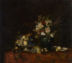 Still-life with flowers and fruit