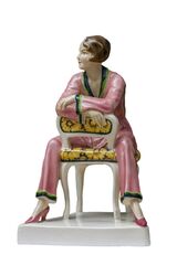 MANUFAKTÚRA GOLDSCHEIDER  VIEDEŇ: Sediaca dáma v štýle Art deco (reštaurované)