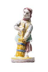 Woman with butter churn