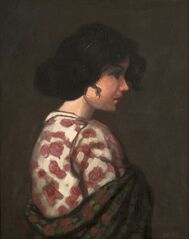 Woman with flower scarf