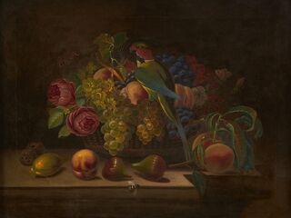 Still-life with fruit and parrot