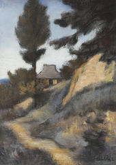 Landscape with tree and cottage