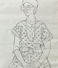 Portrét ženy v bodkovaných šatách (mierne poškodené)